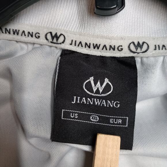 Jian Wang Men Plaid Track LS Activewear Jacket Blue - Picture 5 of 6